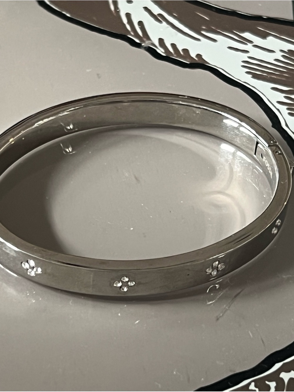 Fossil Stainless steel Floral Accent Bangle Bracelet - Silver